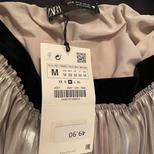 Zara silver elastic waist midi skirt